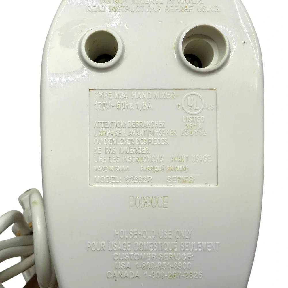 Hamilton Beach Hand Mixer 62682R White Blue 6-Speed w/ Bowl Rest & Storage Case
